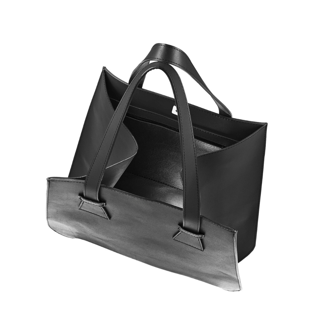 Schwarze Leder-Schultertasche Blake