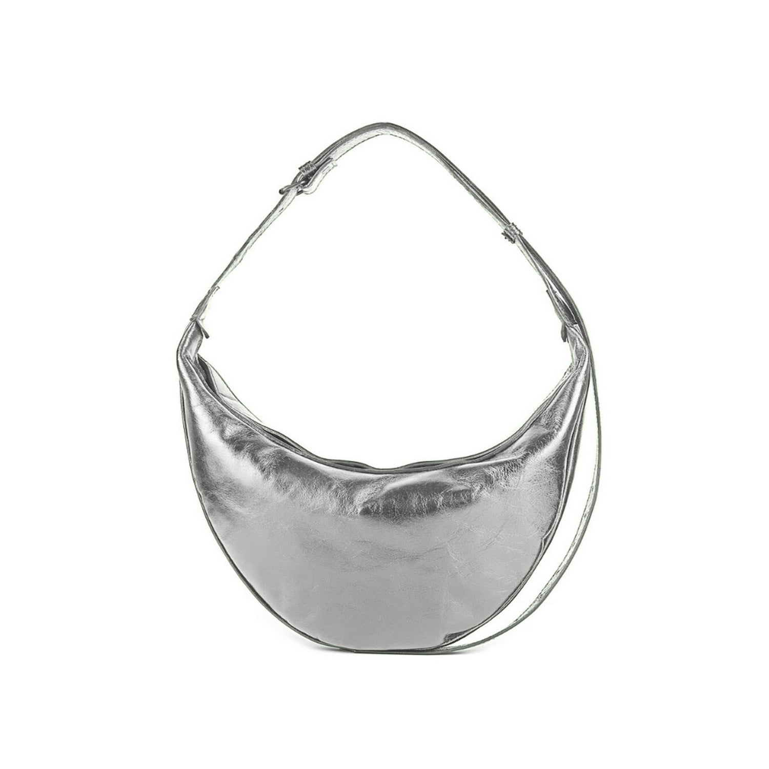Leder-Umhängetasche Metallic-Silber Nuna Mini