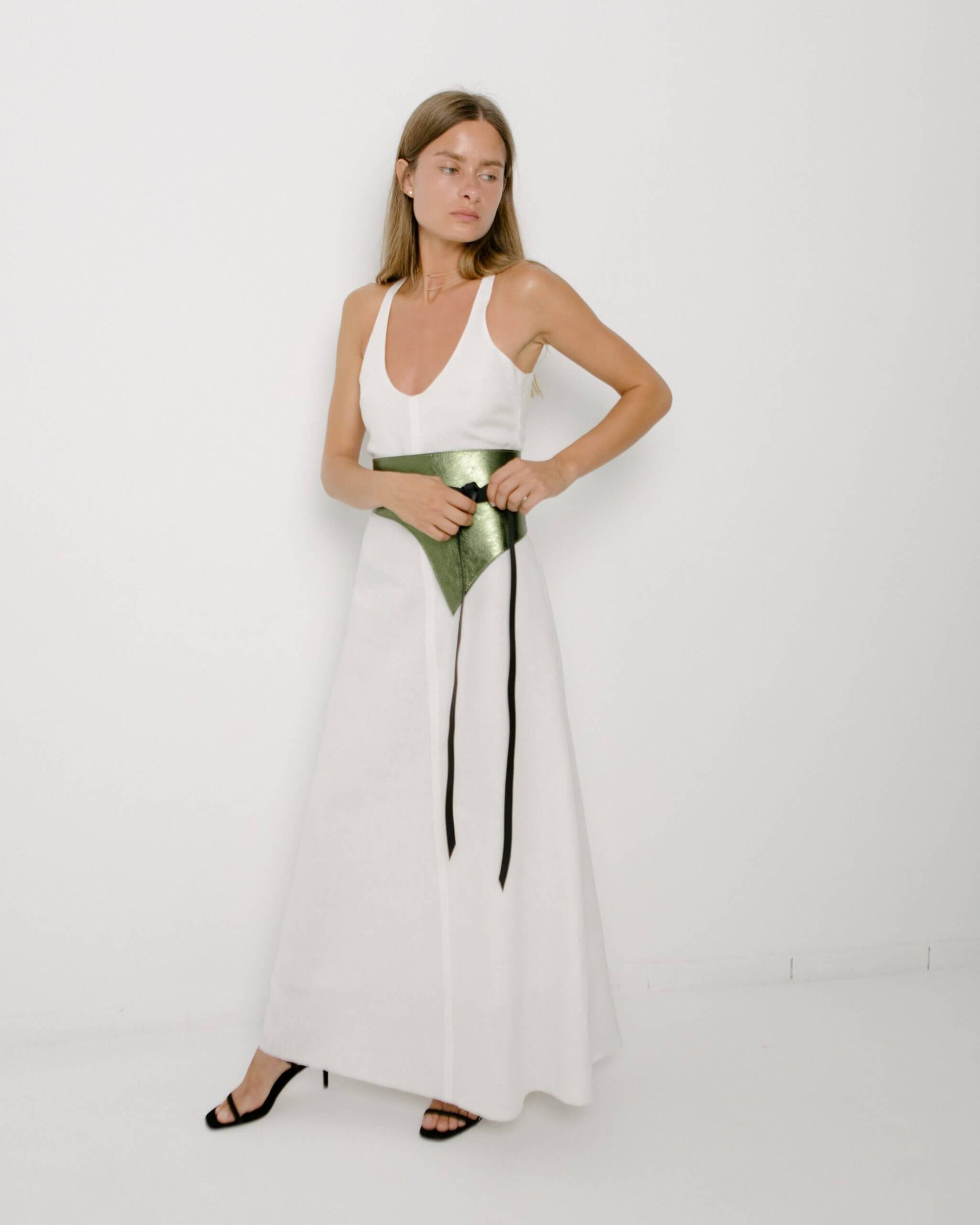 Leder Taillengürtel Grün-Schwarz Quatro