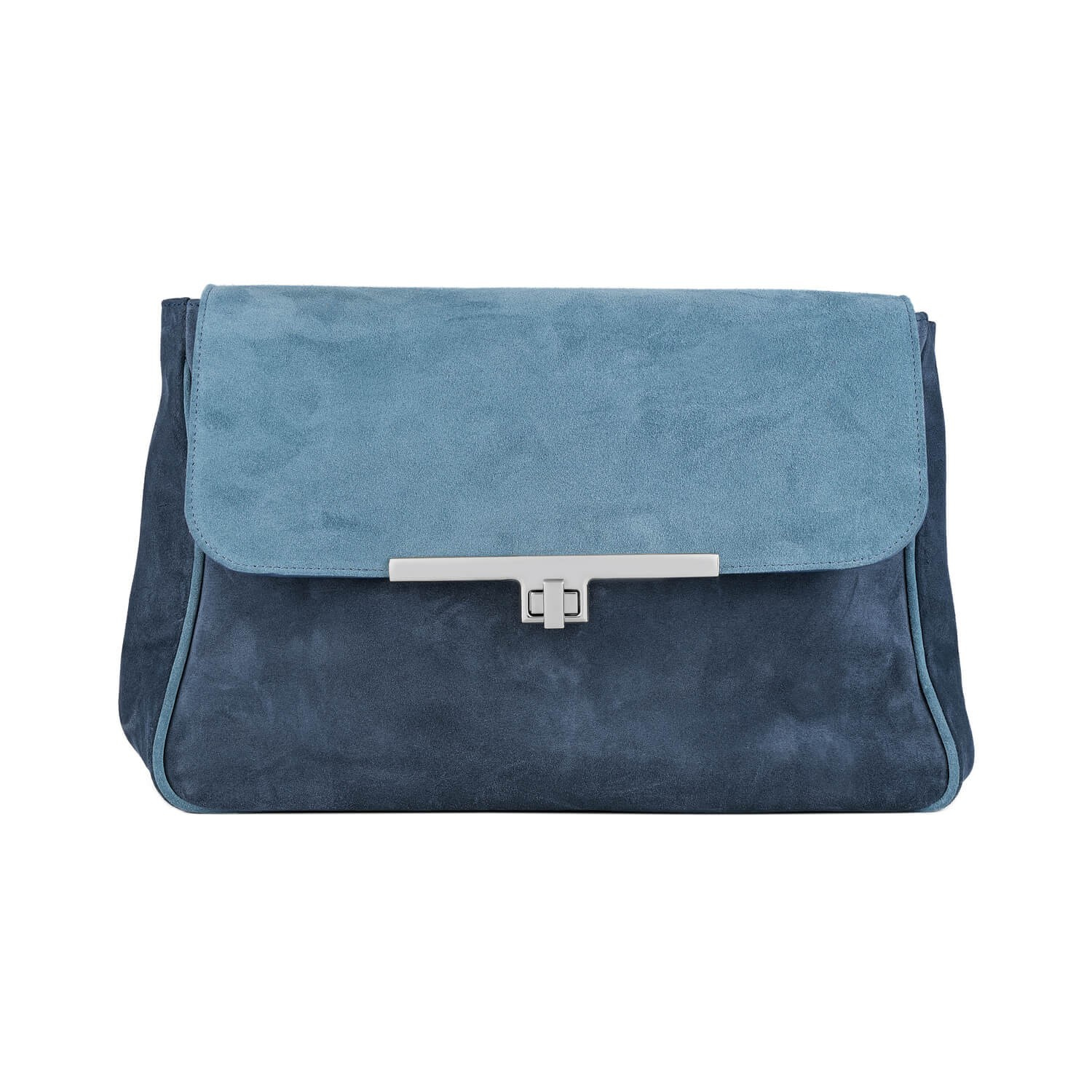 Veloursleder Schultertasche Blau Venus Maxi