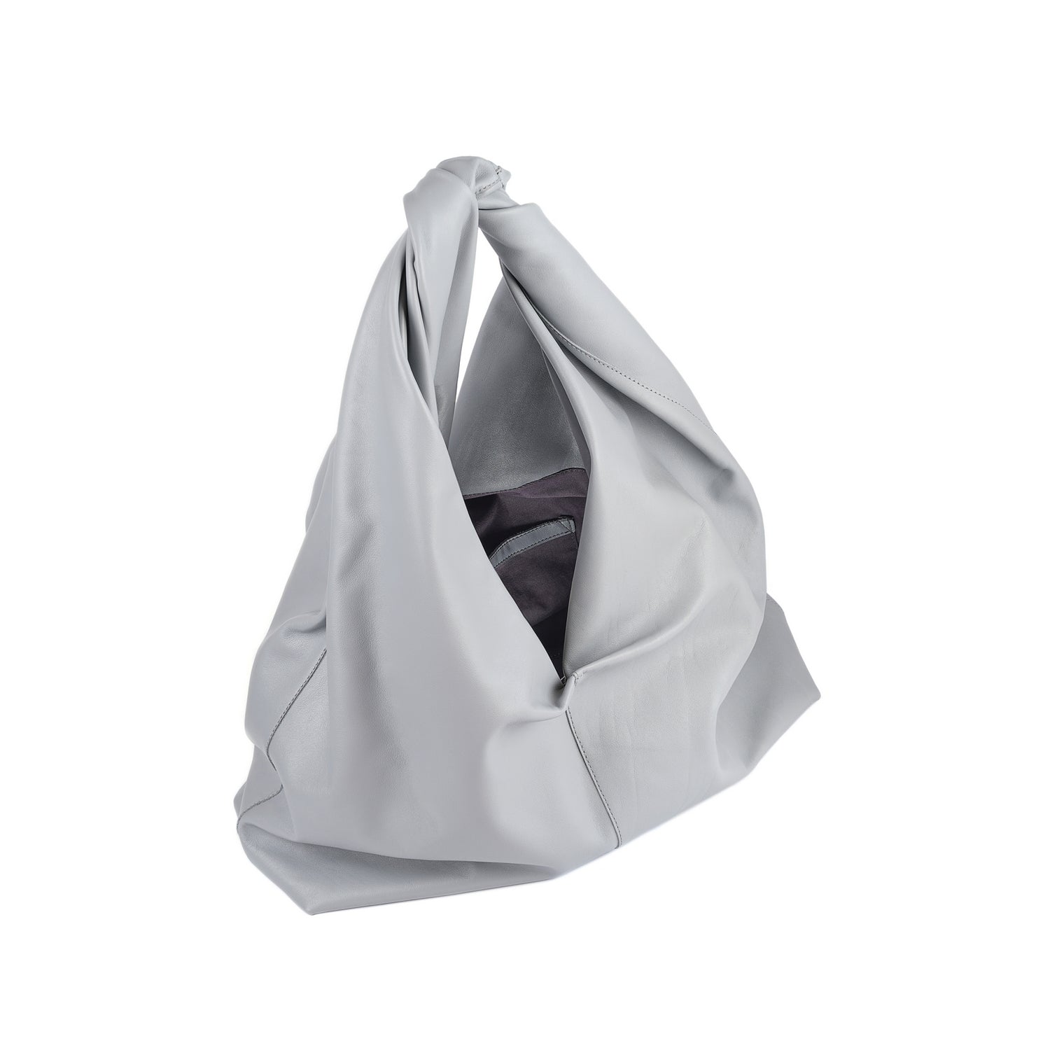 Leder Schultertasche Grau Cloud Maxi