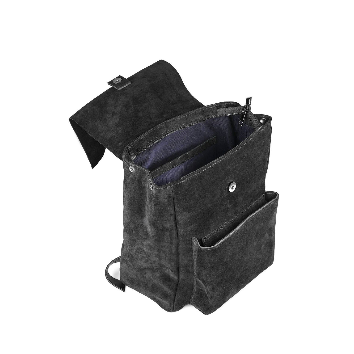 Veloursleder Rucksack Schwarz Lite