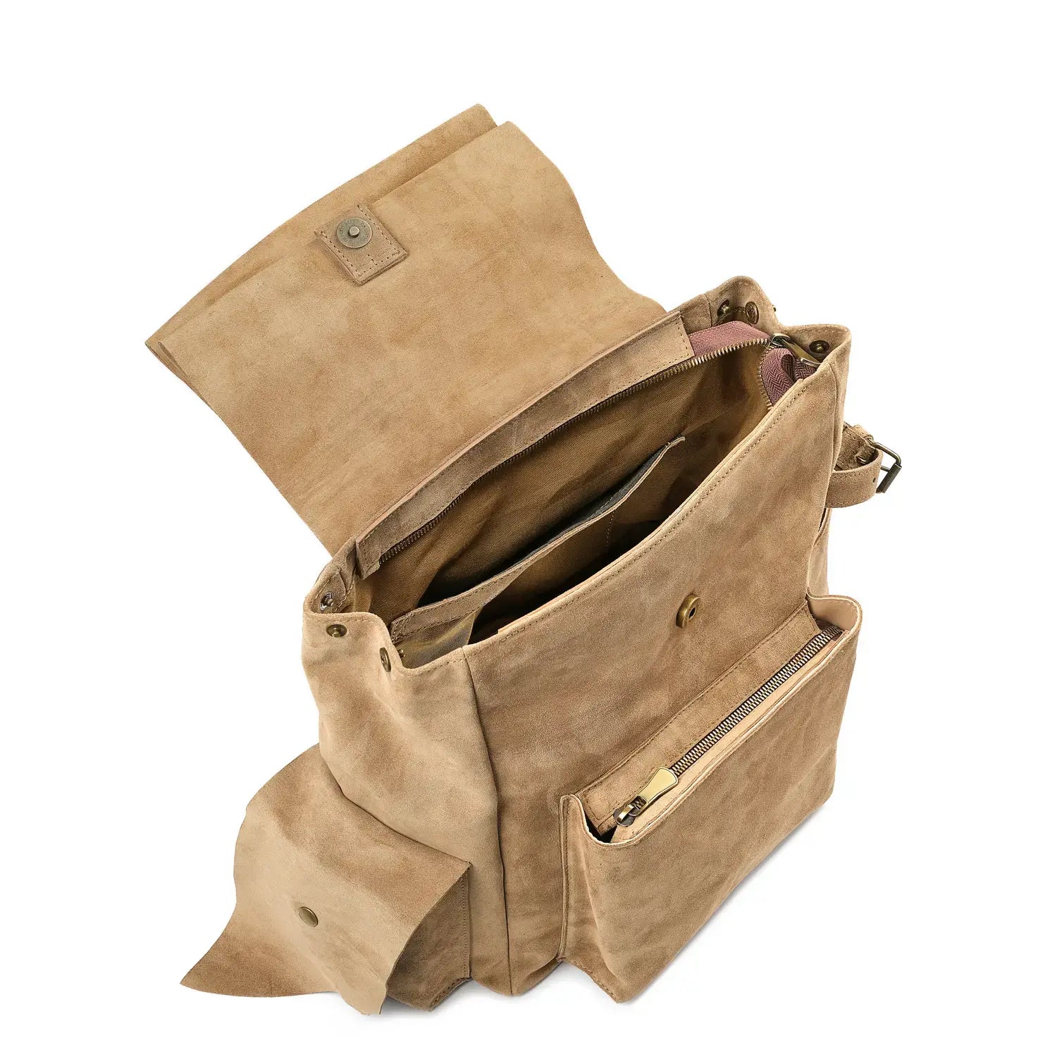 Veloursleder Rucksack Creme Ruffian