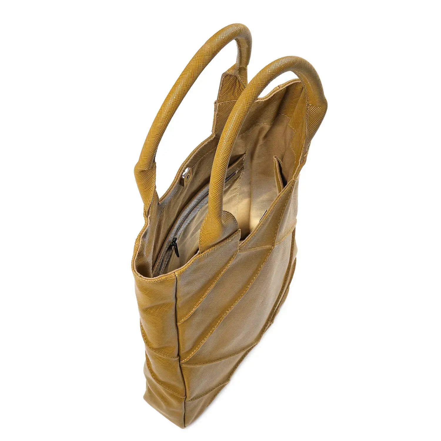 Leder Schultertasche Senfgelb Origami Midi