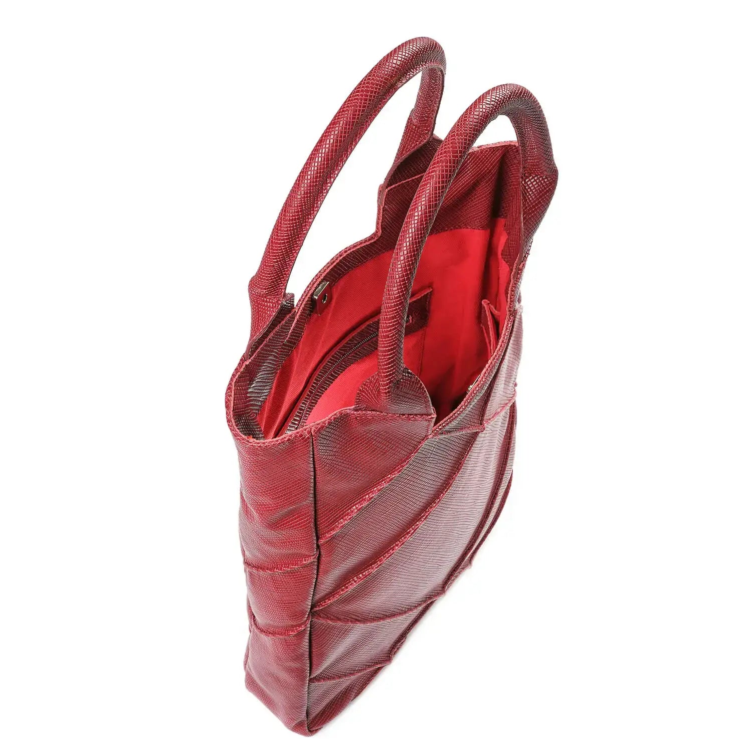 Leder Schultertasche Burgunderrot Origami Midi