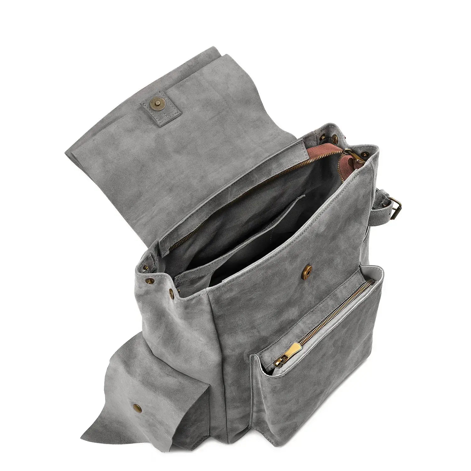 Veloursleder Rucksack Grau Ruffian