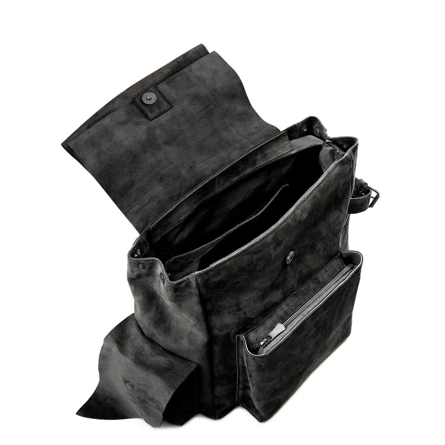 Veloursleder Rucksack Schwarz Ruffian
