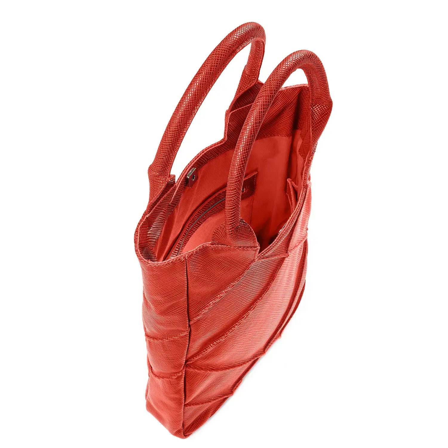 Leder Schultertasche Orange Origami Midi
