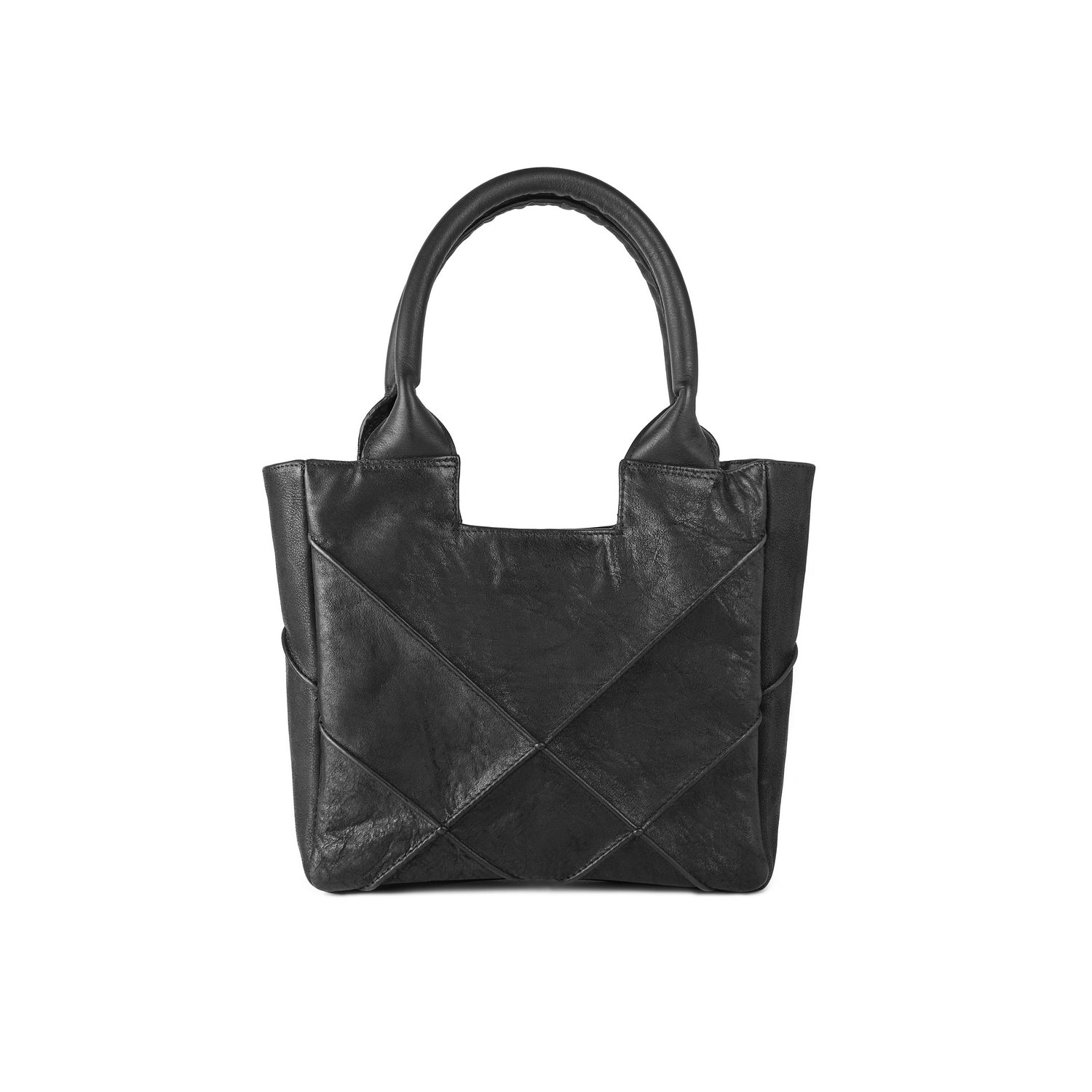 Leder Handtasche Schwarz Origami Mini