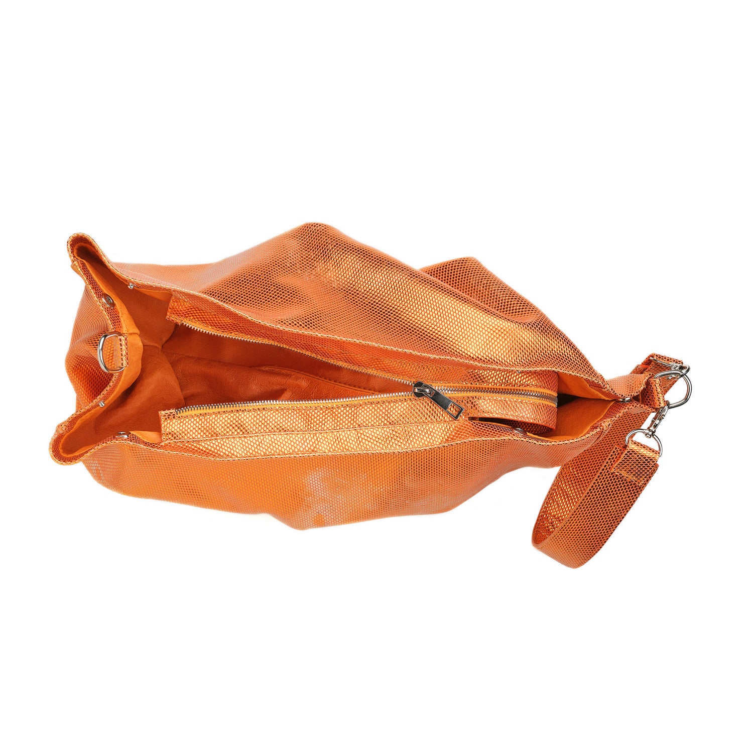 Leder Clutch Metallic-Orange Inanna