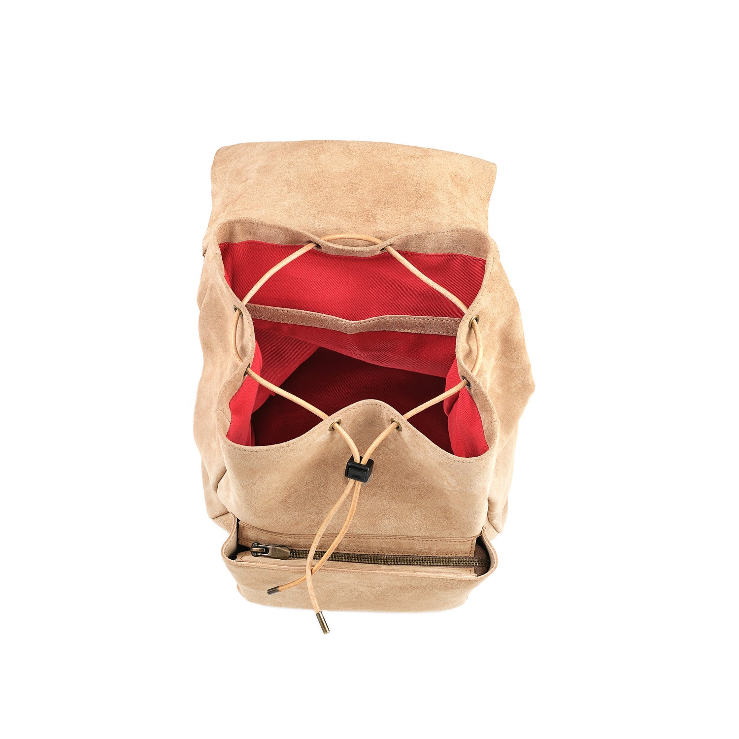 Veloursleder Rucksack Creme Lite