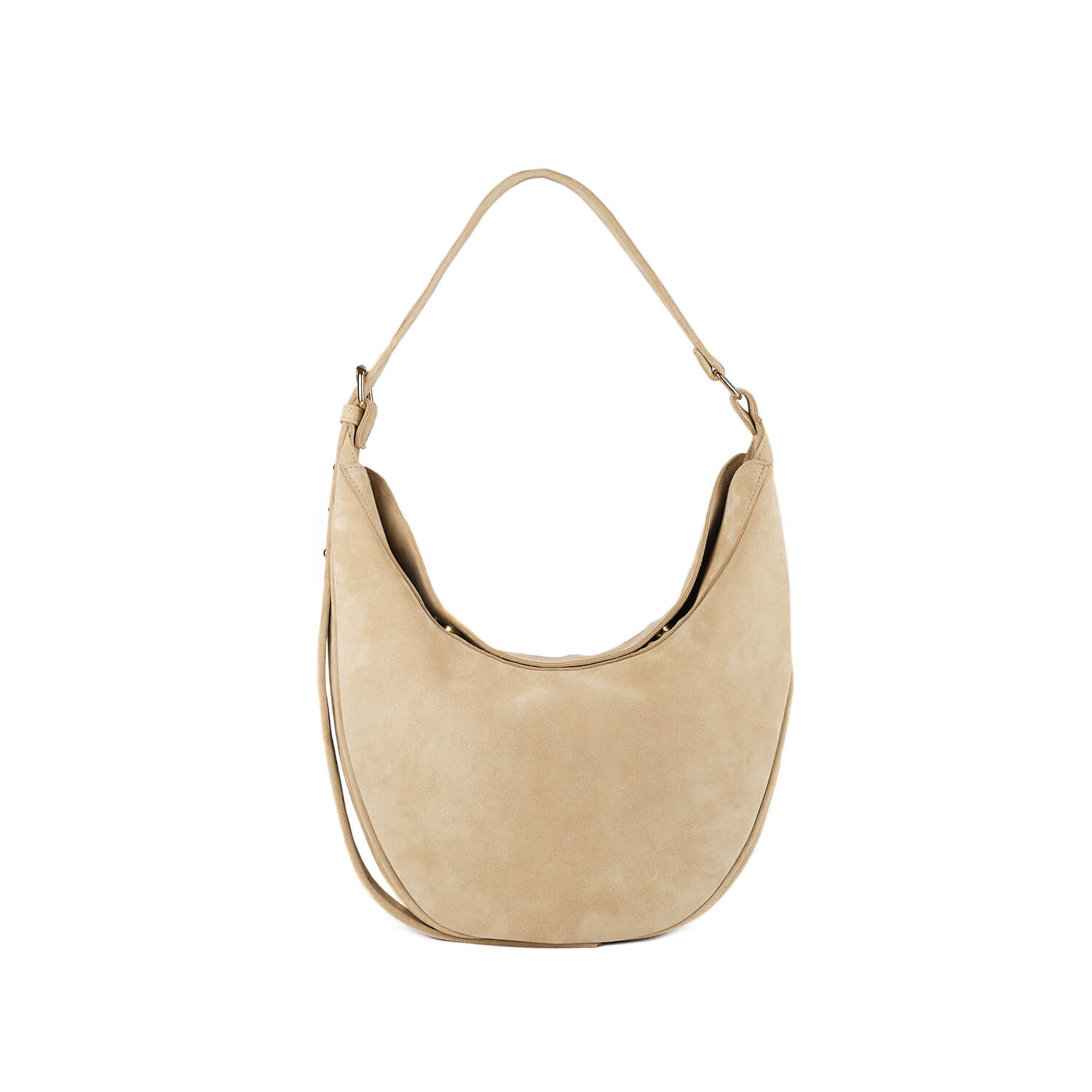 Veloursleder Umhängetasche Beige Nuna Large