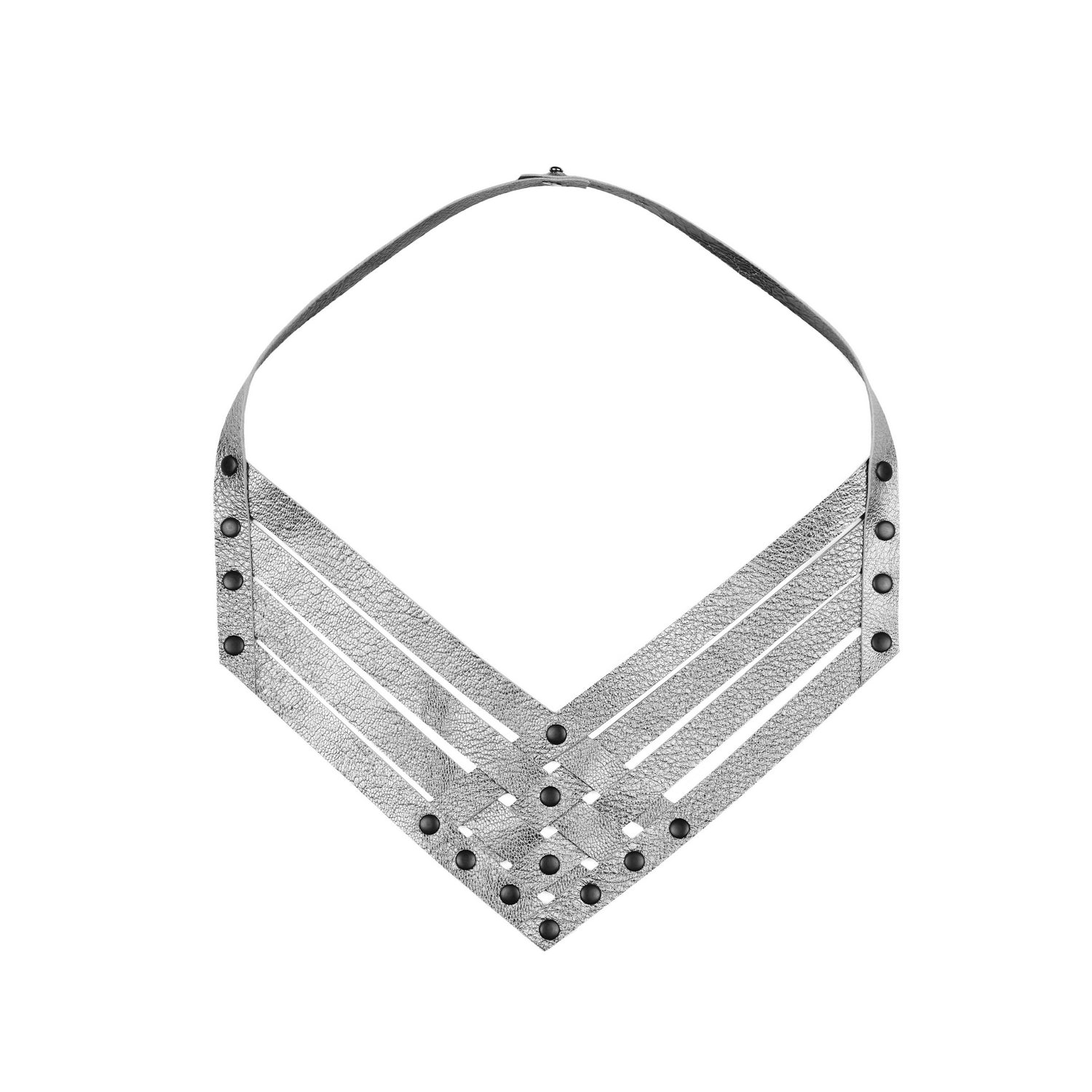 Leder Halskette Metallic-Silber Slim