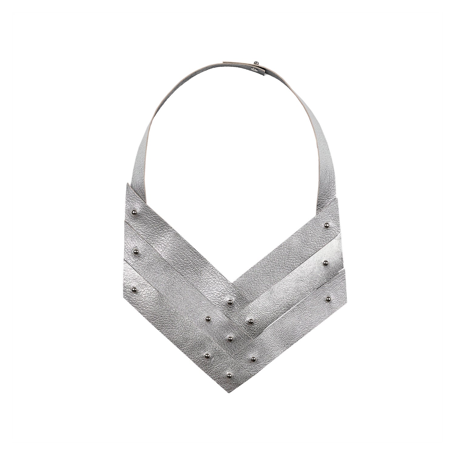 Leder Halskette Metallic-Silber Arch