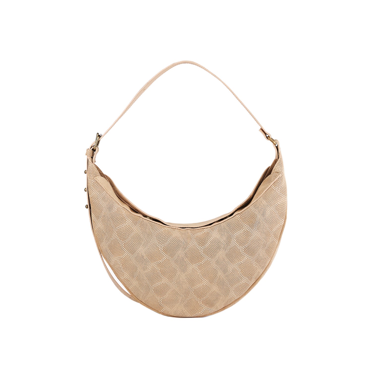 Leder Umhängetasche Kroko Beige Nuna Mini