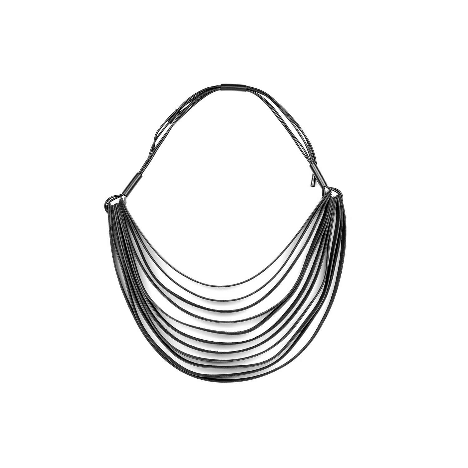 Leder Halskette Schwarz Wave