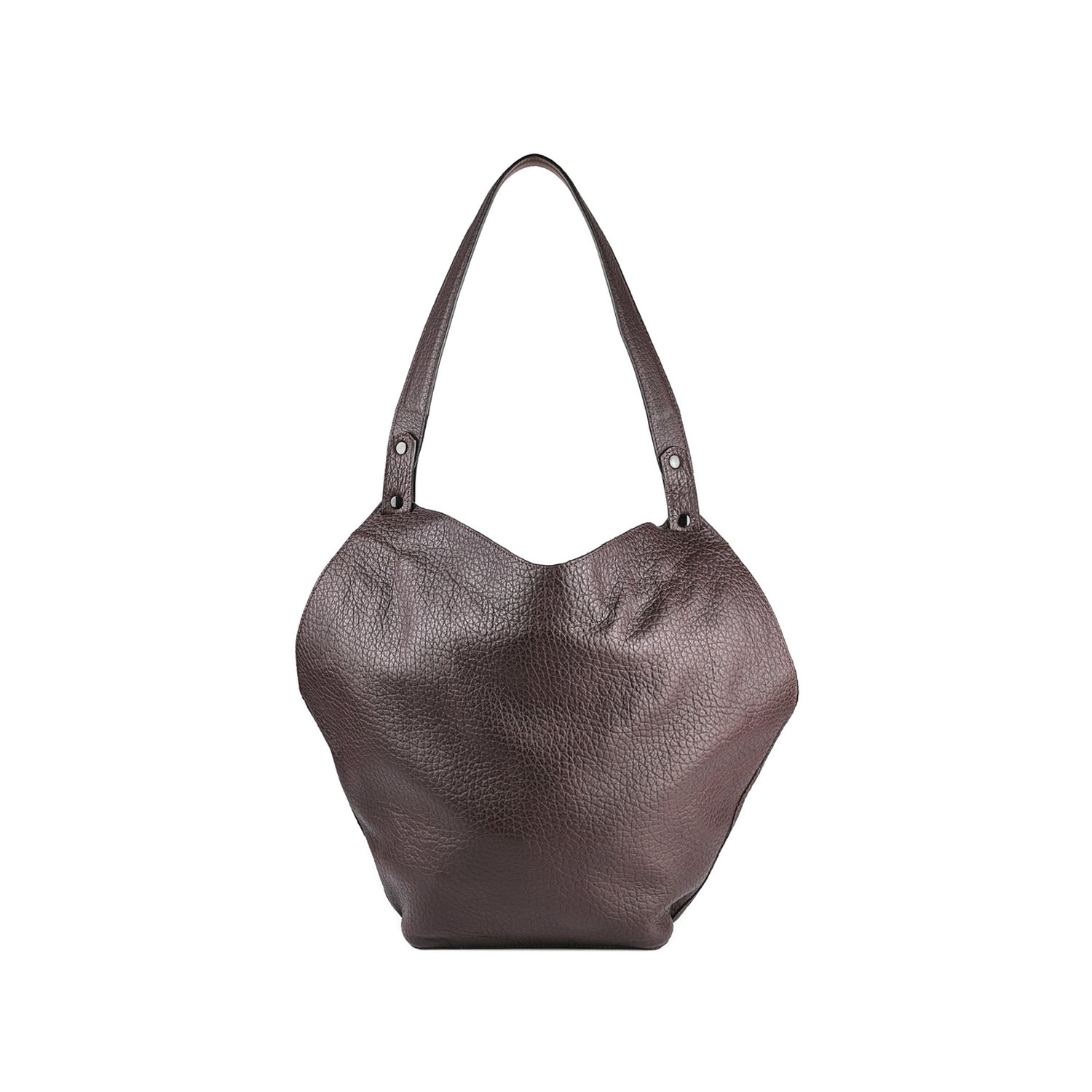 Leder Schultertasche Braun-Burgunderrot Thesa