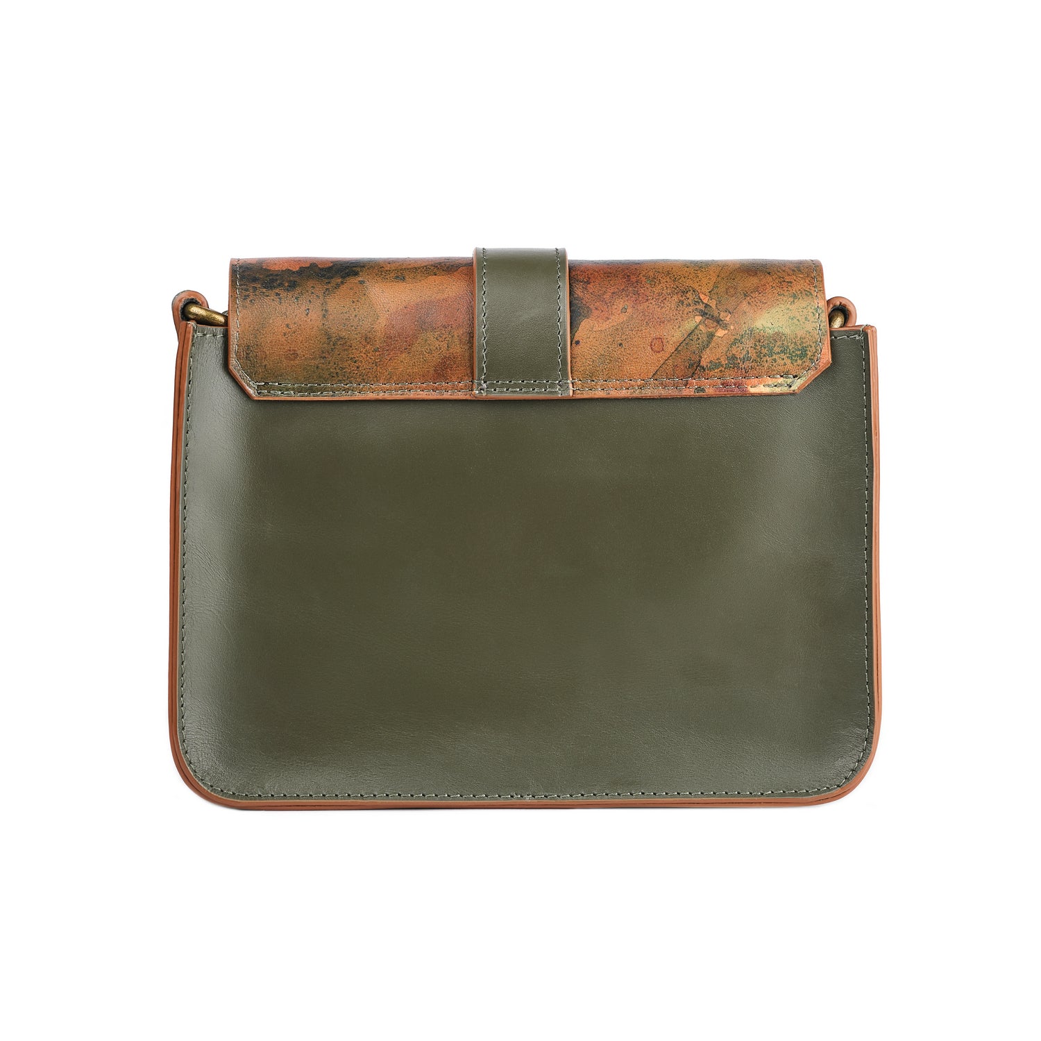 Leder Umhängetasche Khaki Aleya Midi