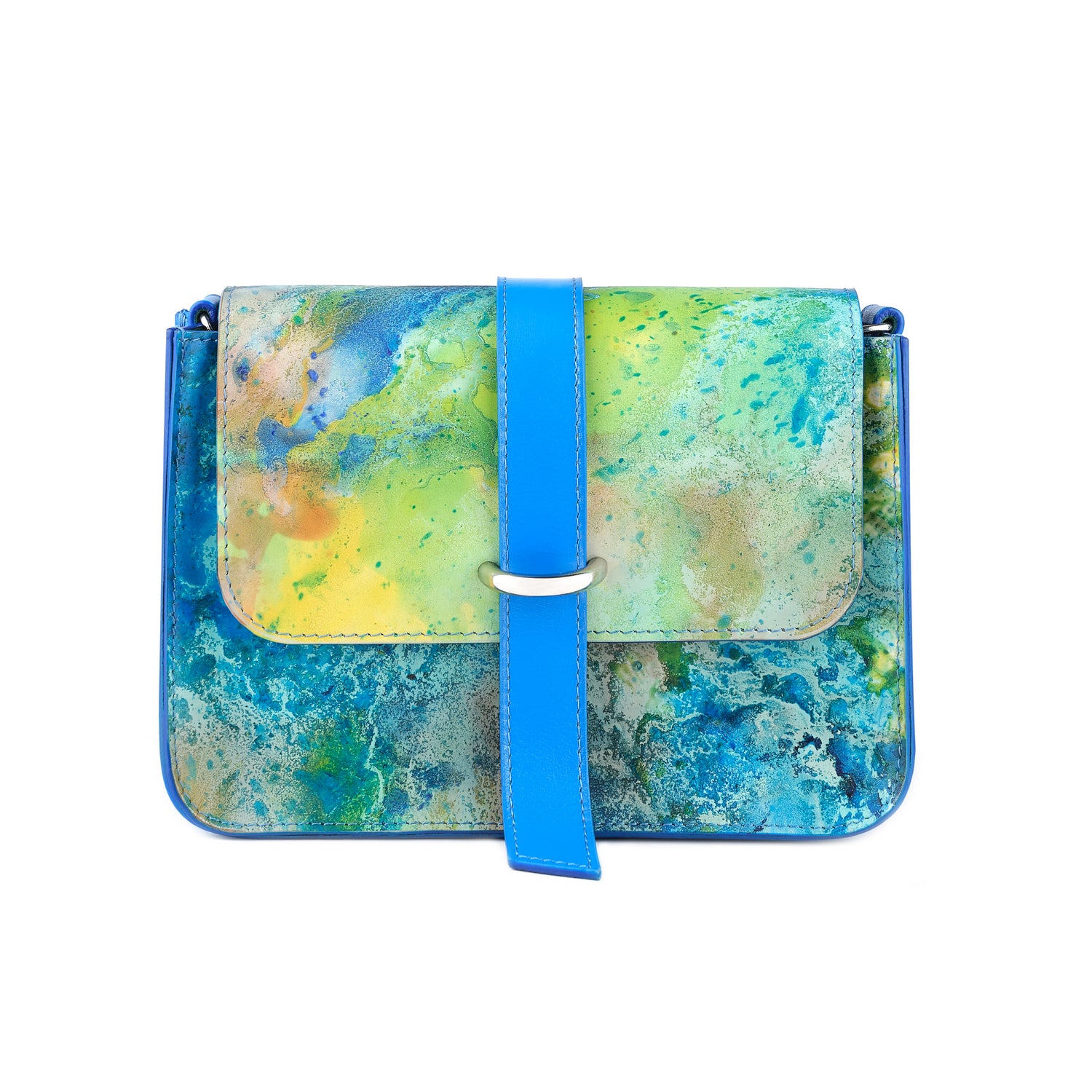Leder Umhängetasche Aquamarin Aleya Midi