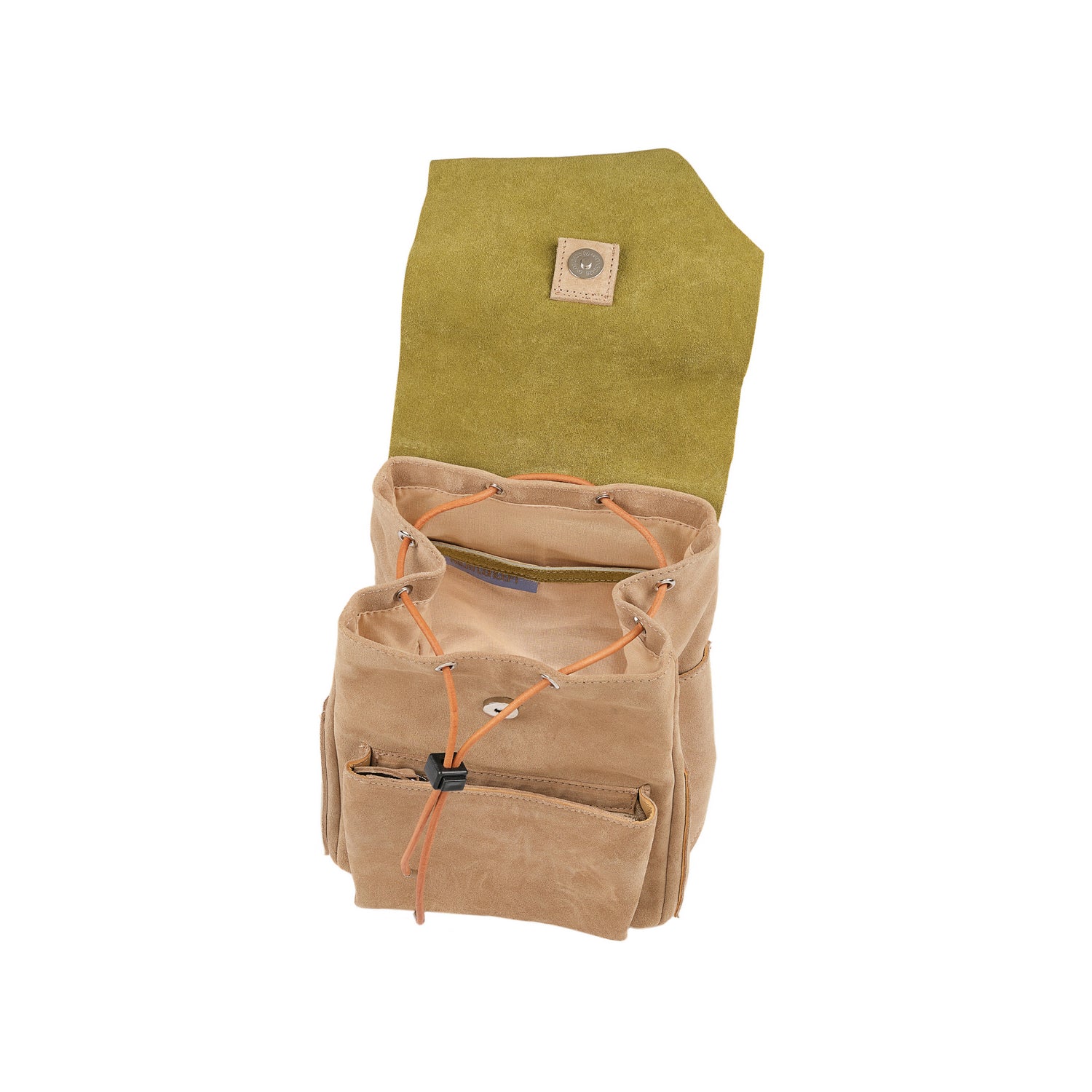 Veloursleder Rucksack Gruen-Beige Lite Mini