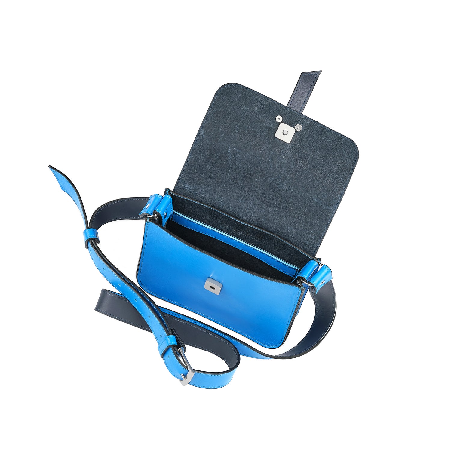 Leder Umhängetasche Royalblau Aleya Mini