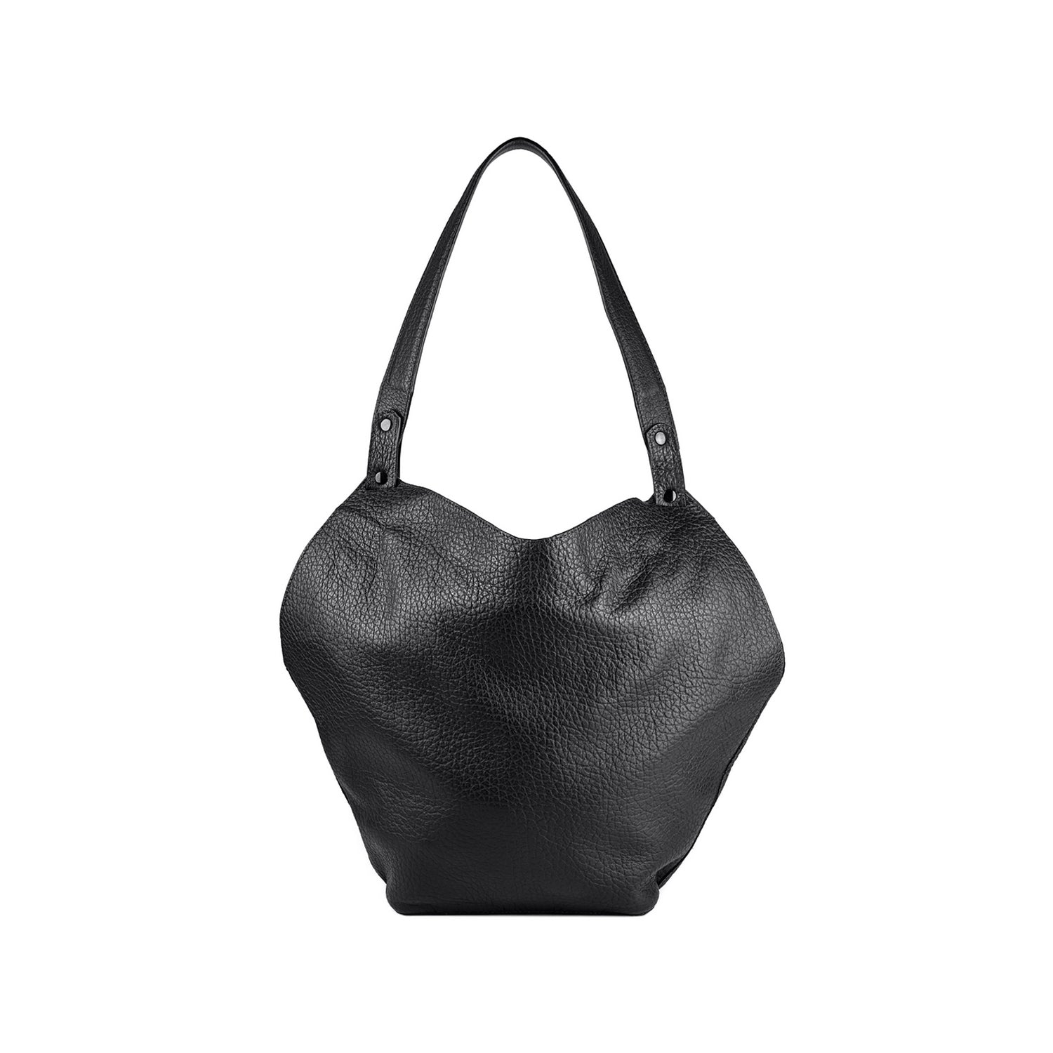 Leder Schultertasche Schwarz Thesa