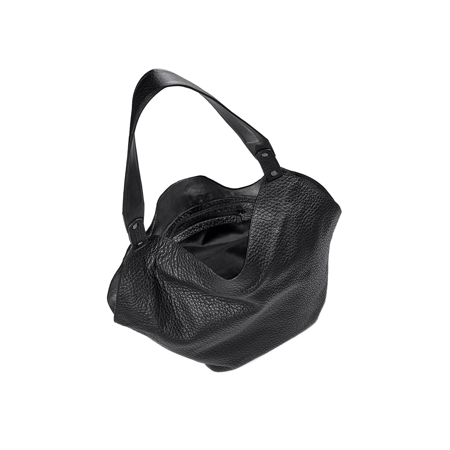 Leder Schultertasche Schwarz Thesa