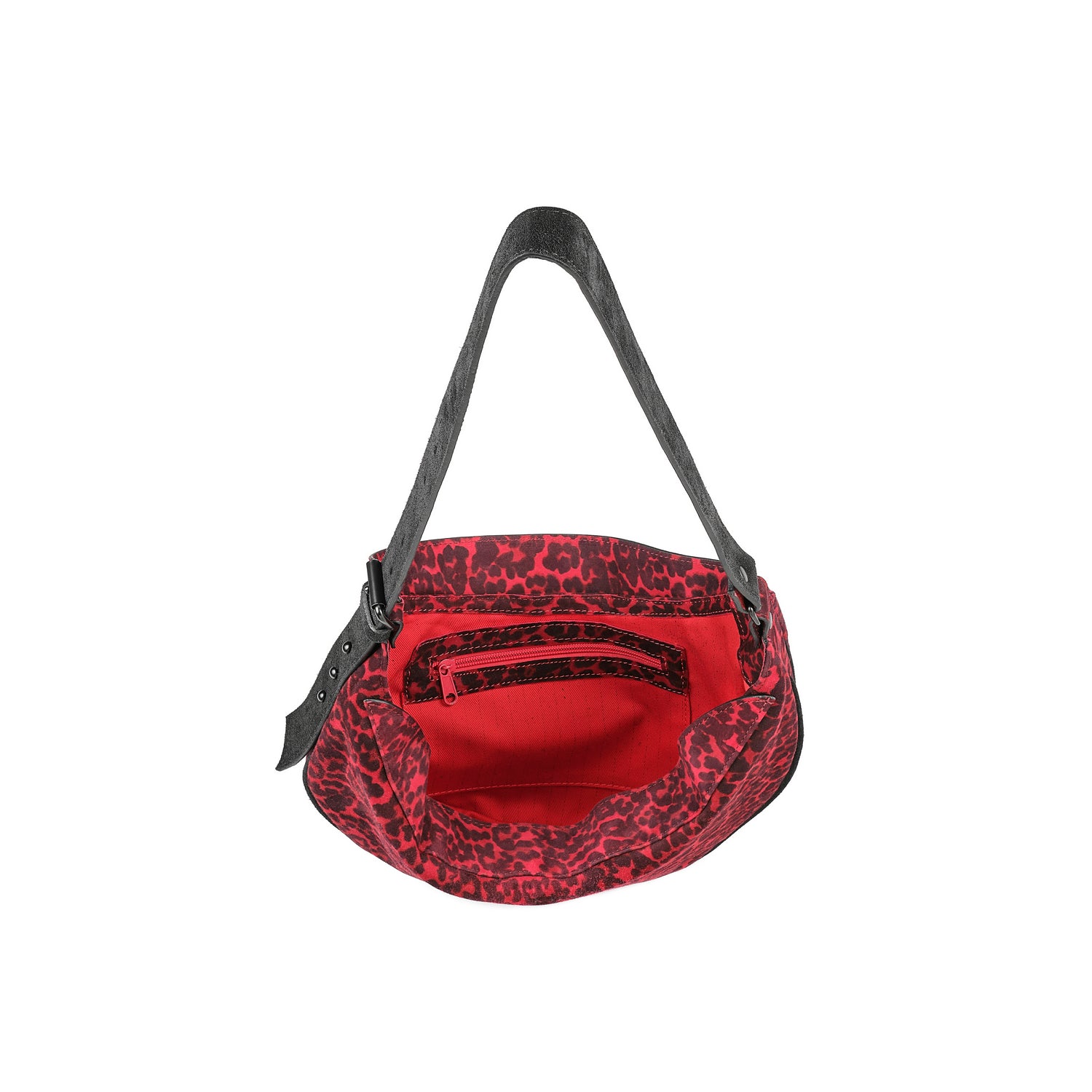Veloursleder Umhängetasche Rot Feline Nuna Mini