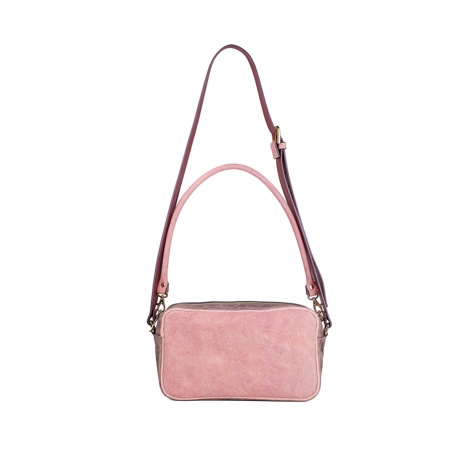 Leder Baguette-Tasche Vintage-Rosa Nina
