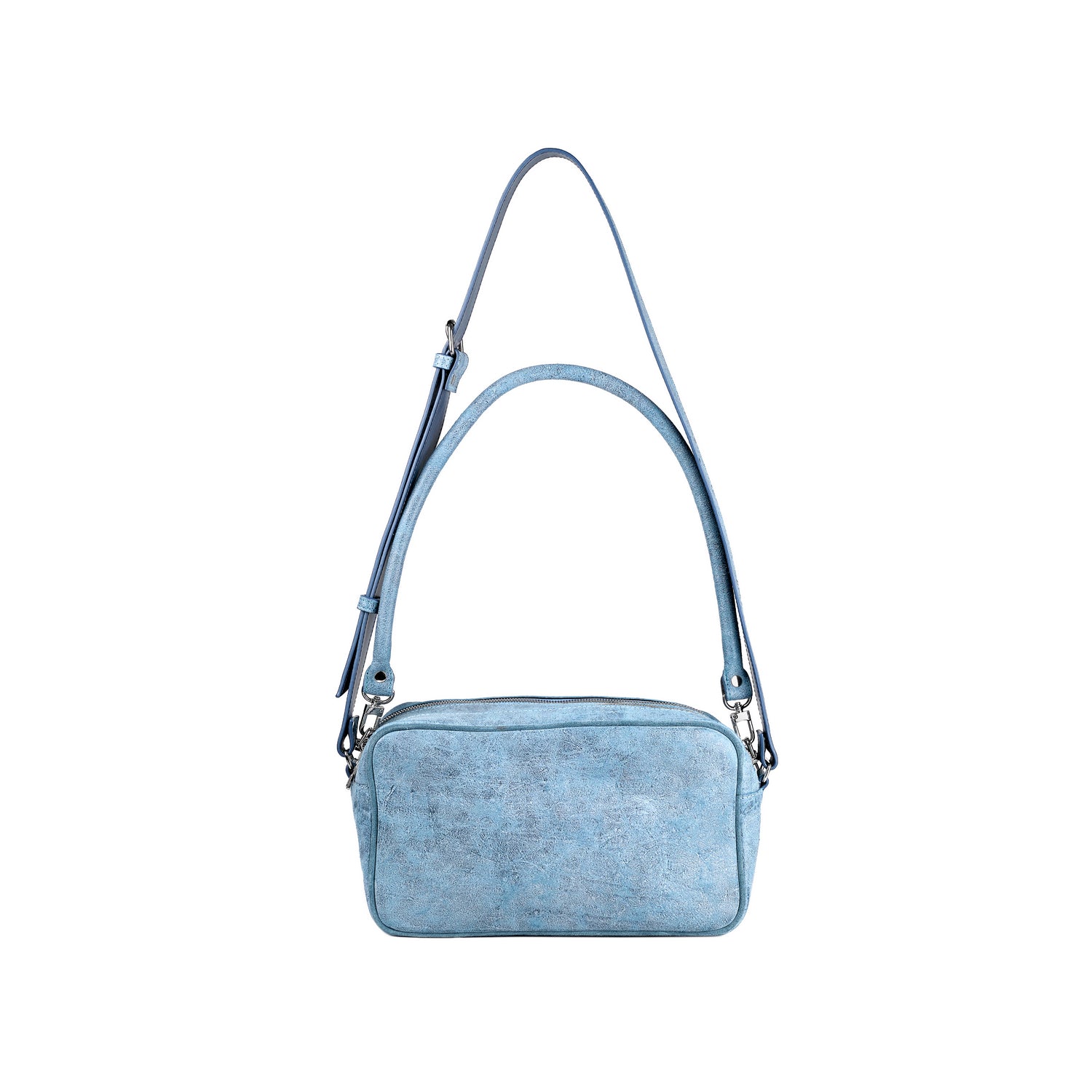 Leder Baguette-Tasche Vintage-Blau Nina