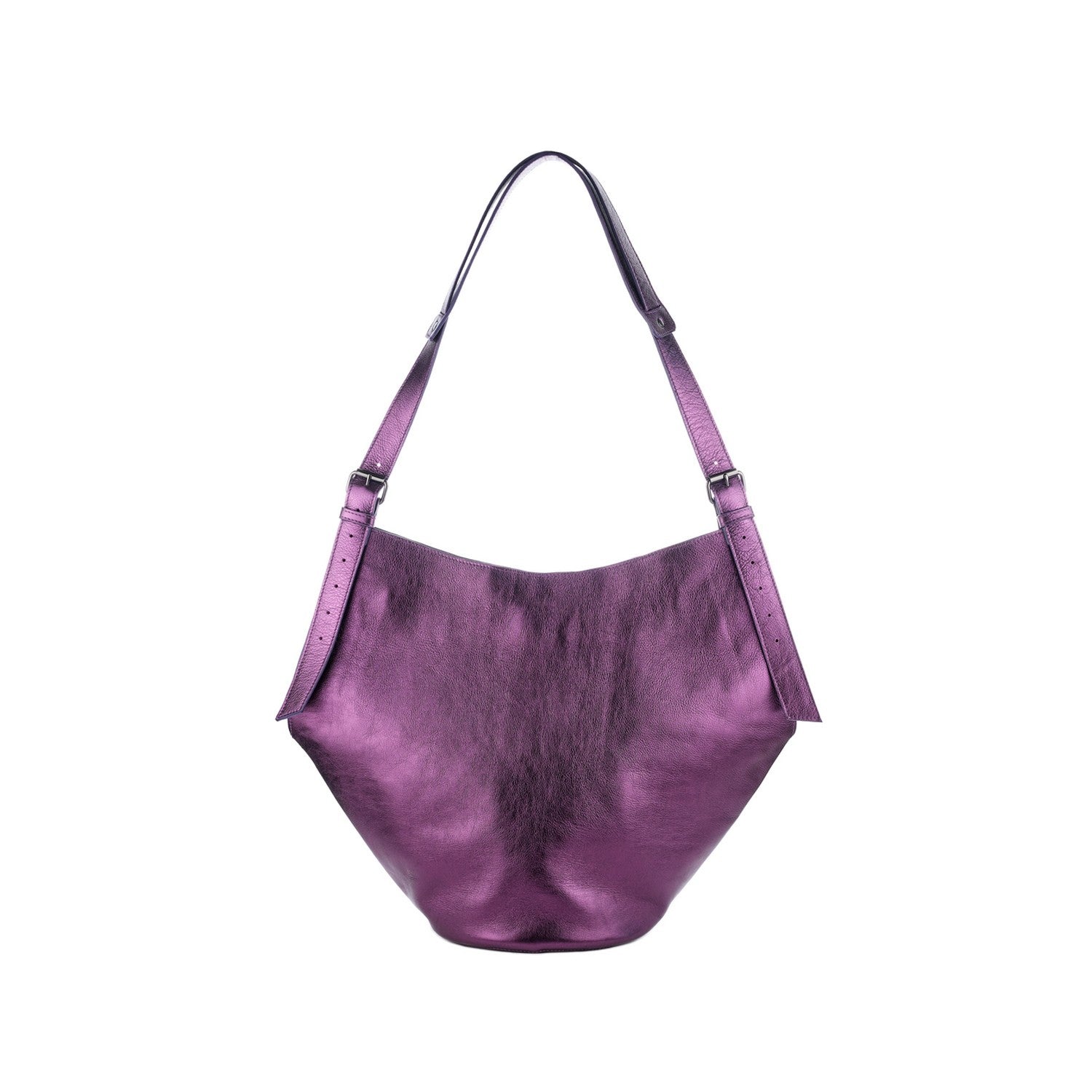 Leder Schultertasche Metallic-Lila Thesa