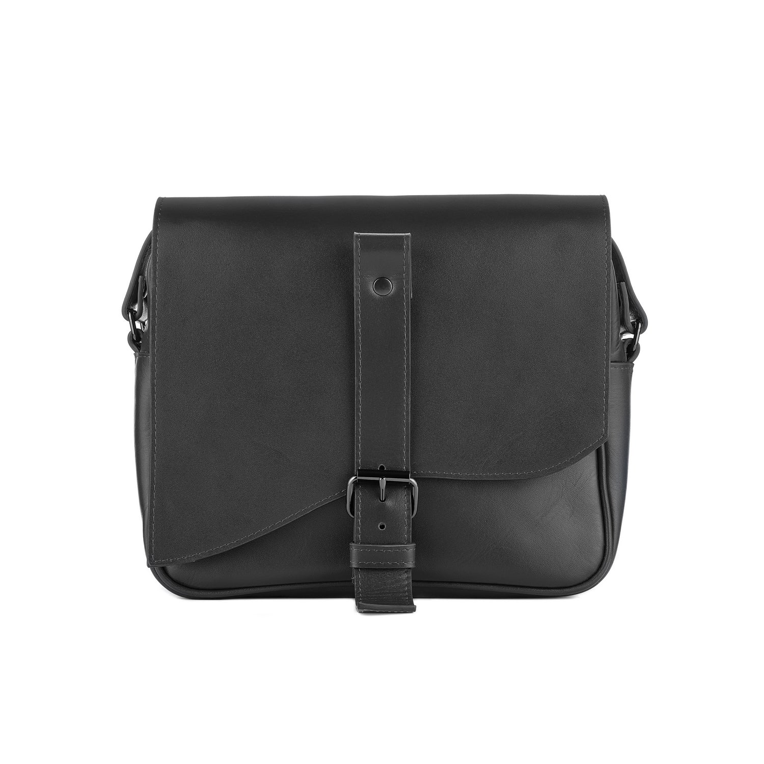 Leder Schultertasche Schwarz Nina Maxi