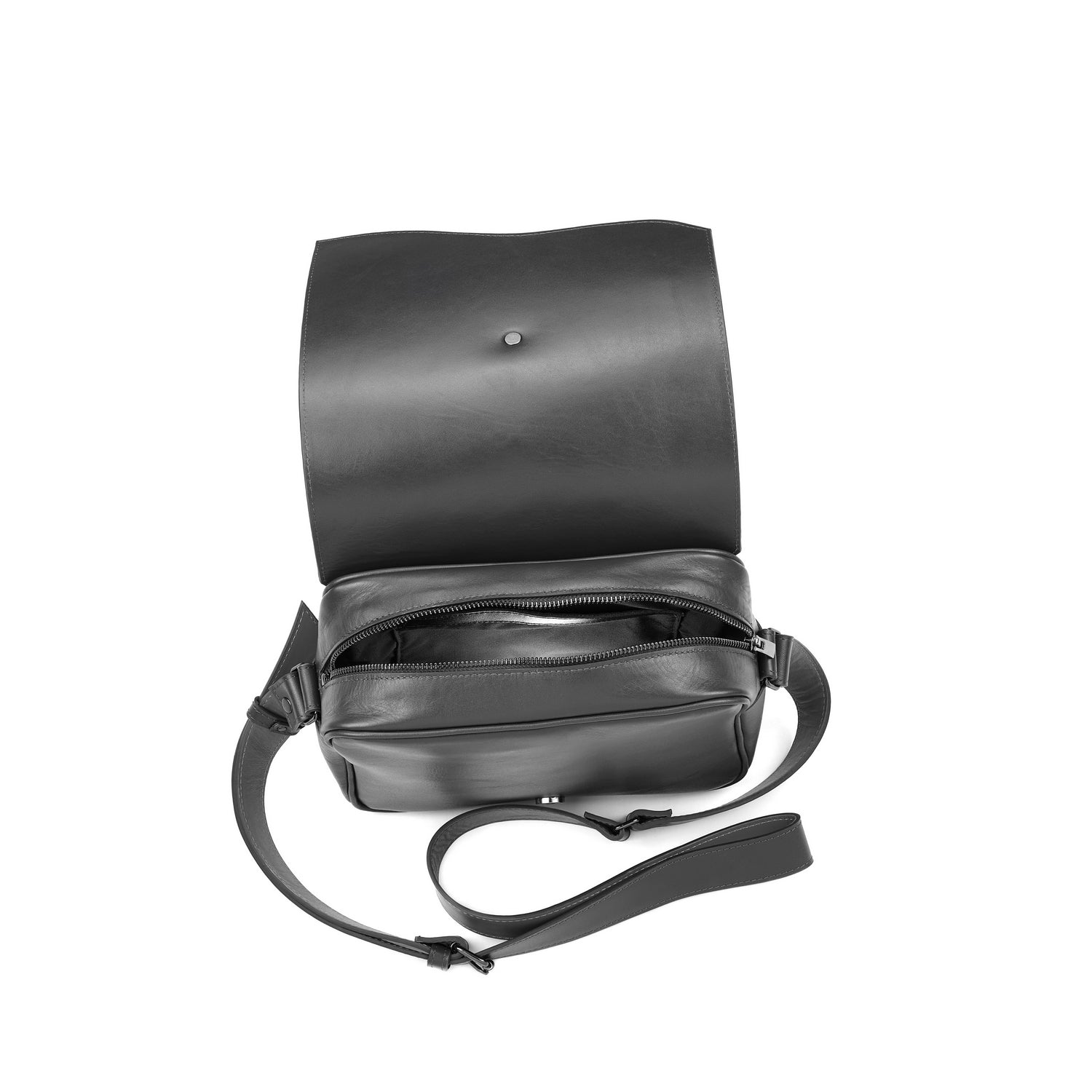 Leder Schultertasche Schwarz Nina Maxi