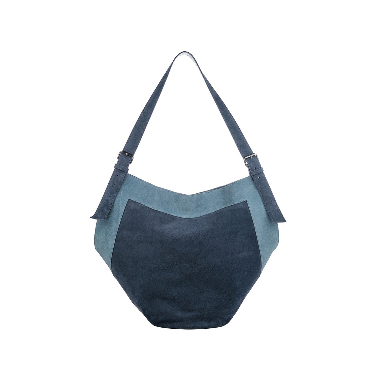 Veloursleder Schultertasche Dunkelblau Thesa