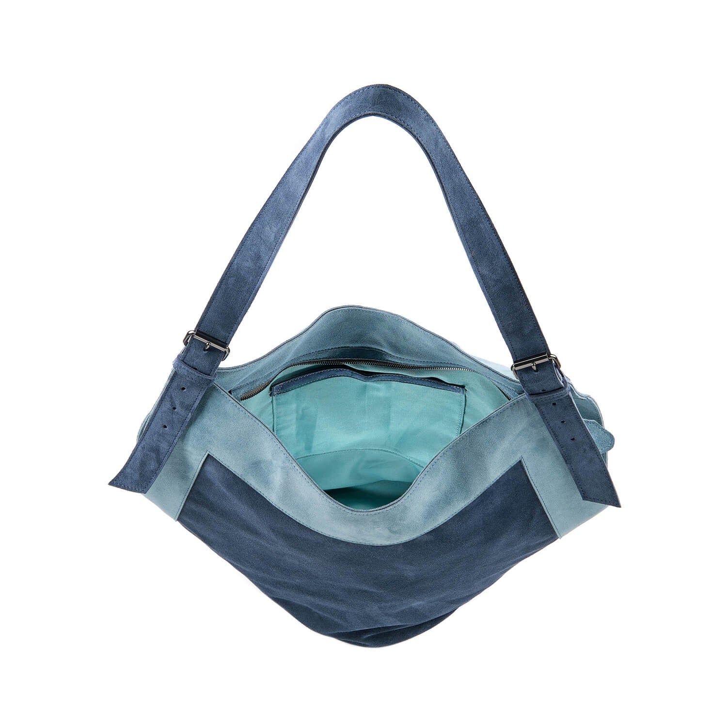 Veloursleder Schultertasche Dunkelblau Thesa