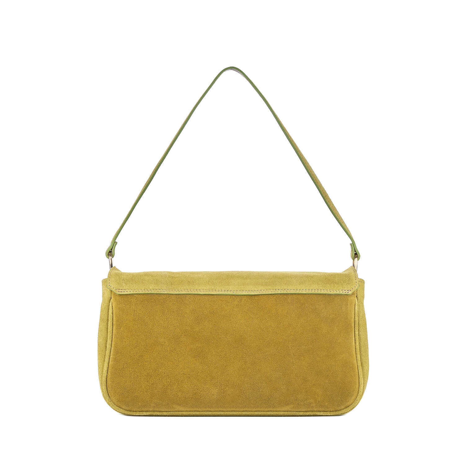 Veloursleder Schultertasche Grün Venus Baguette