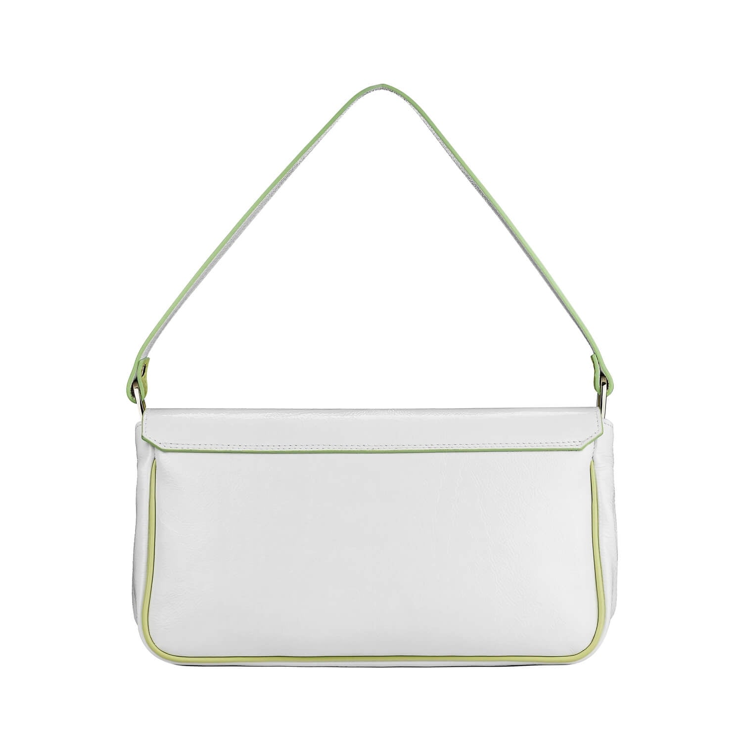 Leder Schultertasche Weiß-Grün Venus Baguette