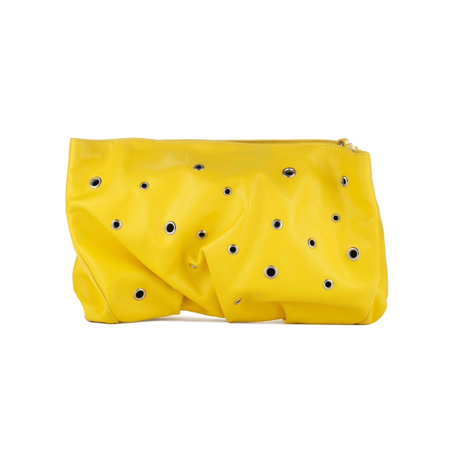 Leder Clutch Gelb mit Metallic-Details Inanna