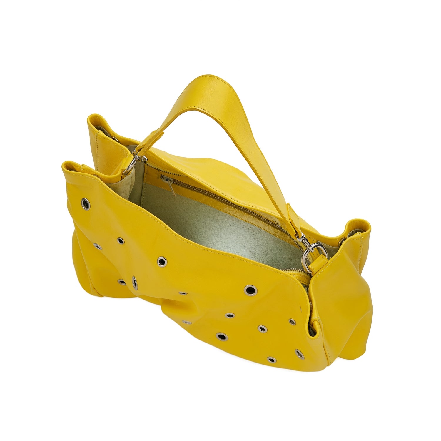 Leder Clutch Gelb mit Metallic-Details Inanna