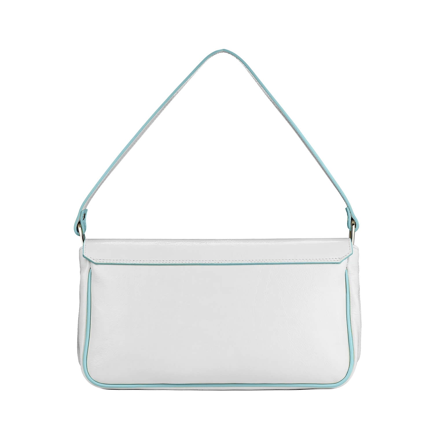 Leder Schultertasche Weiß-Blau Venus Baguette
