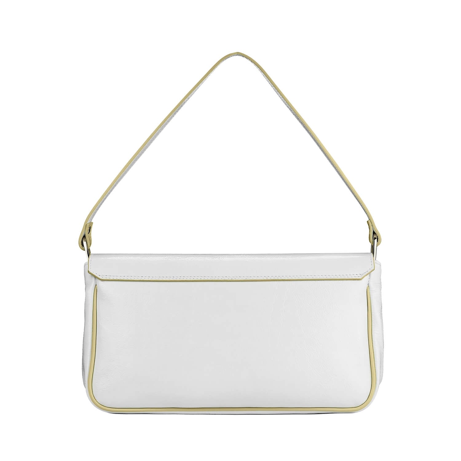 Leder Schultertasche Weiß-Gelb Venus Baguette