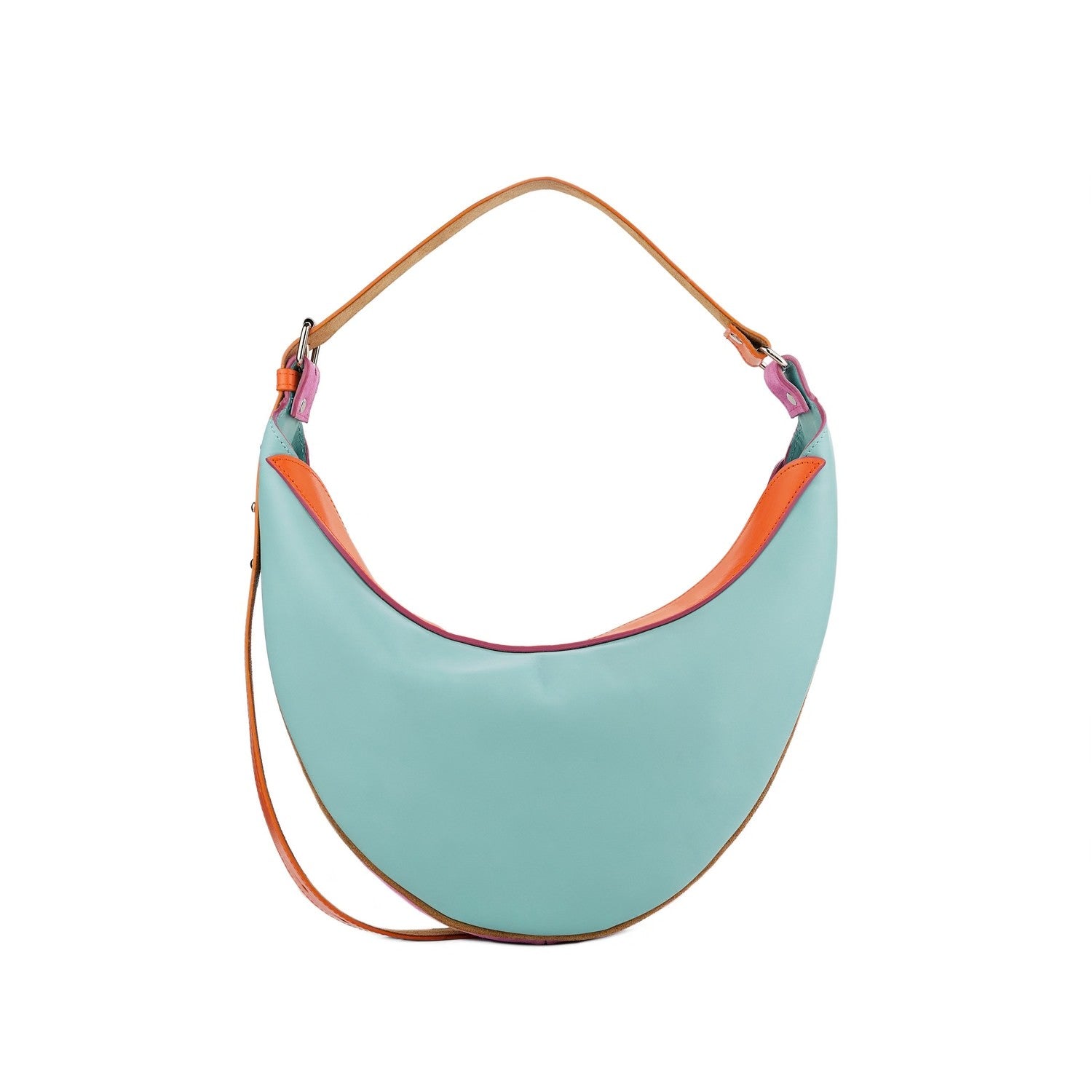 Leder Umhängetasche Blau-Cognac Summer Nuna Mini