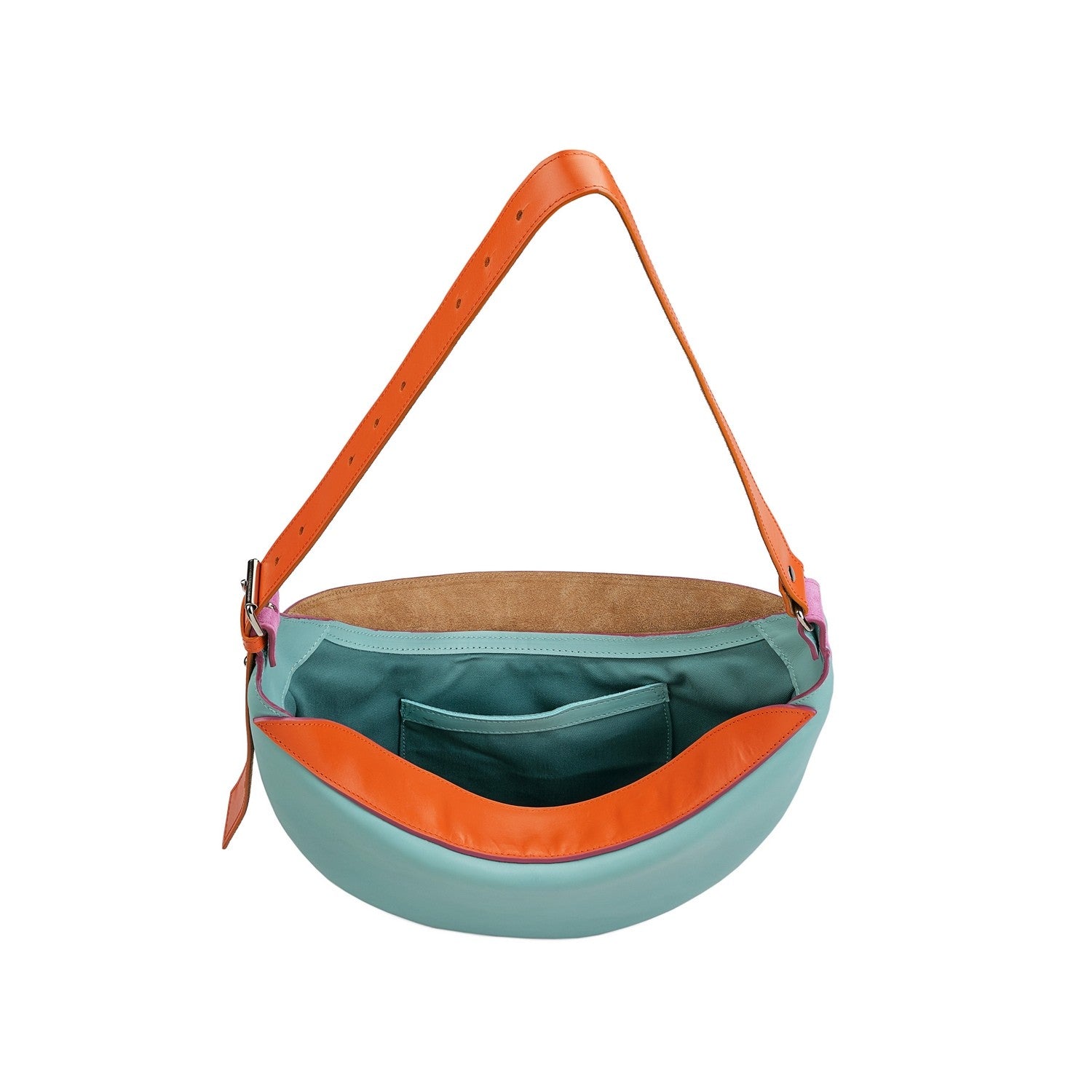Leder Umhängetasche Blau-Cognac Summer Nuna Mini