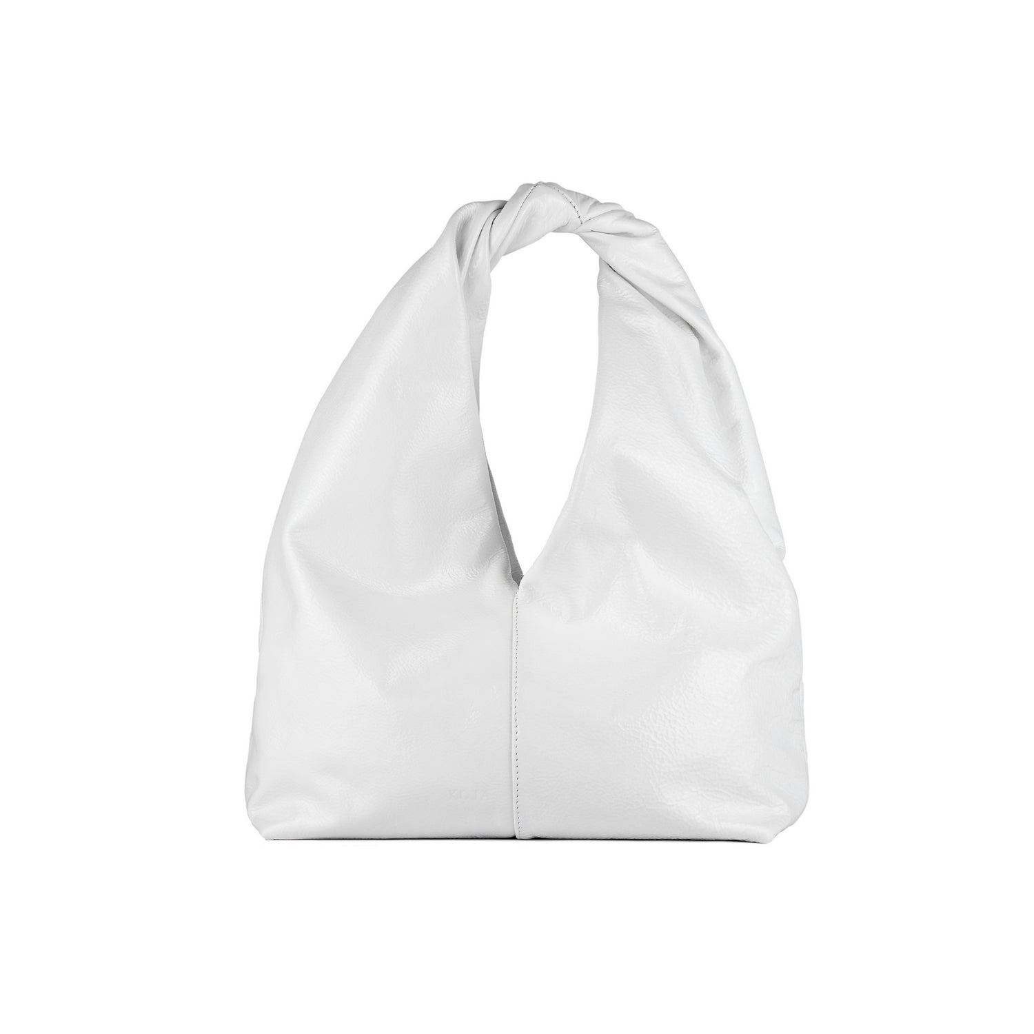 Handtasche aus semilackiertem Leder in Weiß Cloud Midi