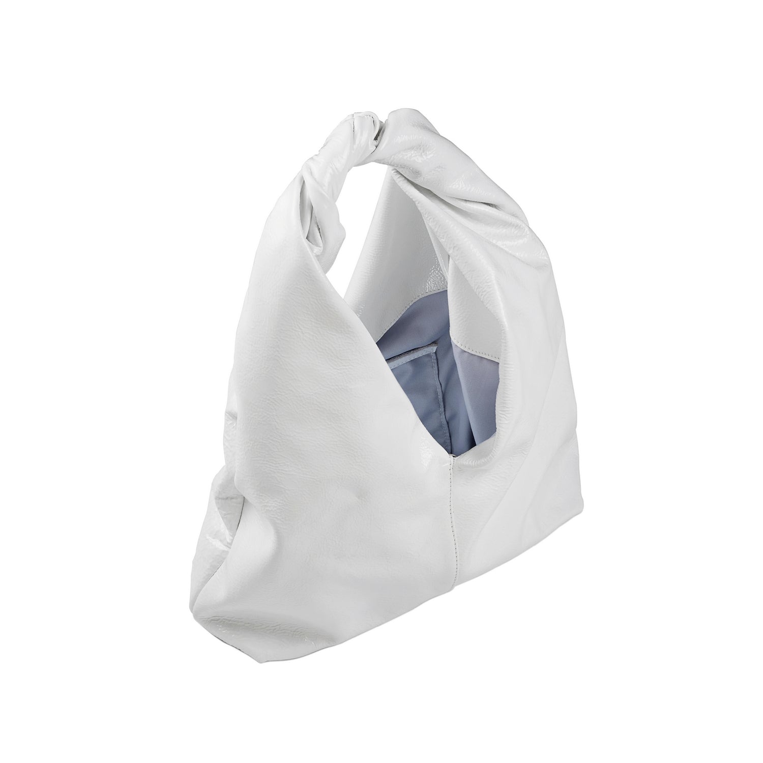 Handtasche aus semilackiertem Leder in Weiß Cloud Midi