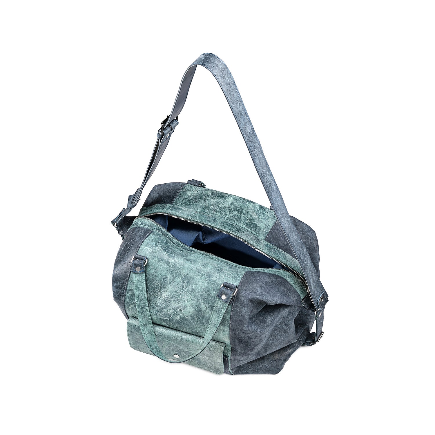 Leder Reisetasche Graugruen Nomad