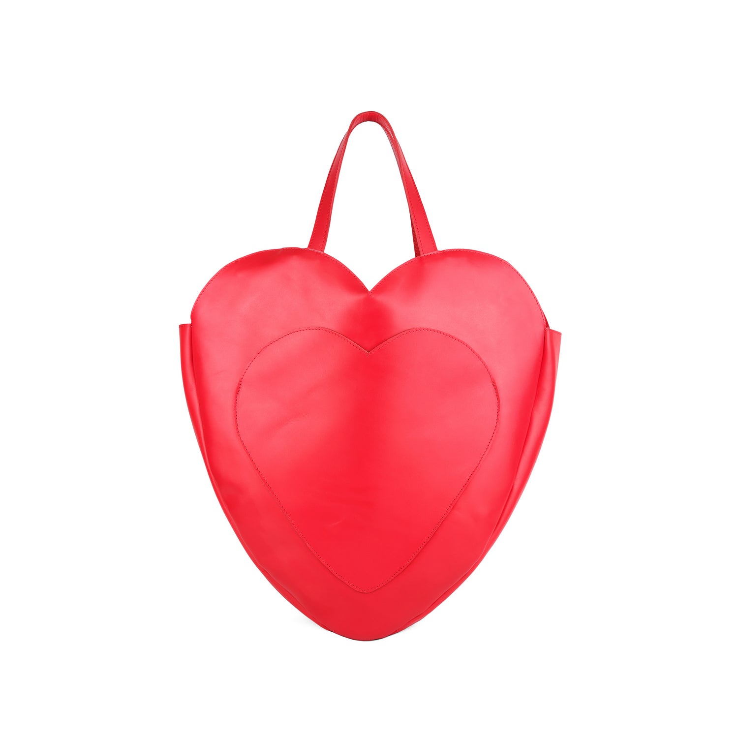 Rote Leder-Schultertasche Heart