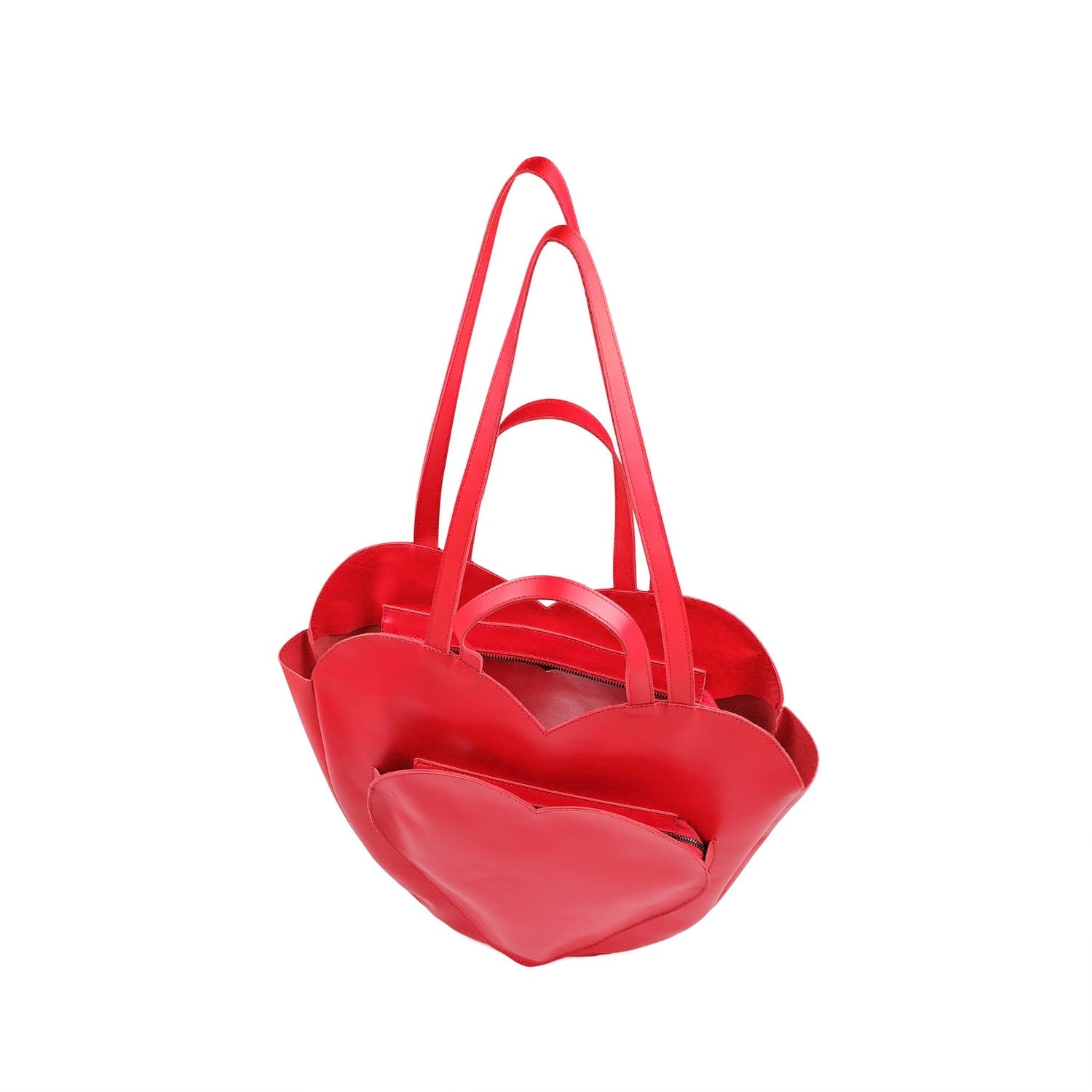 Rote Leder-Schultertasche Heart