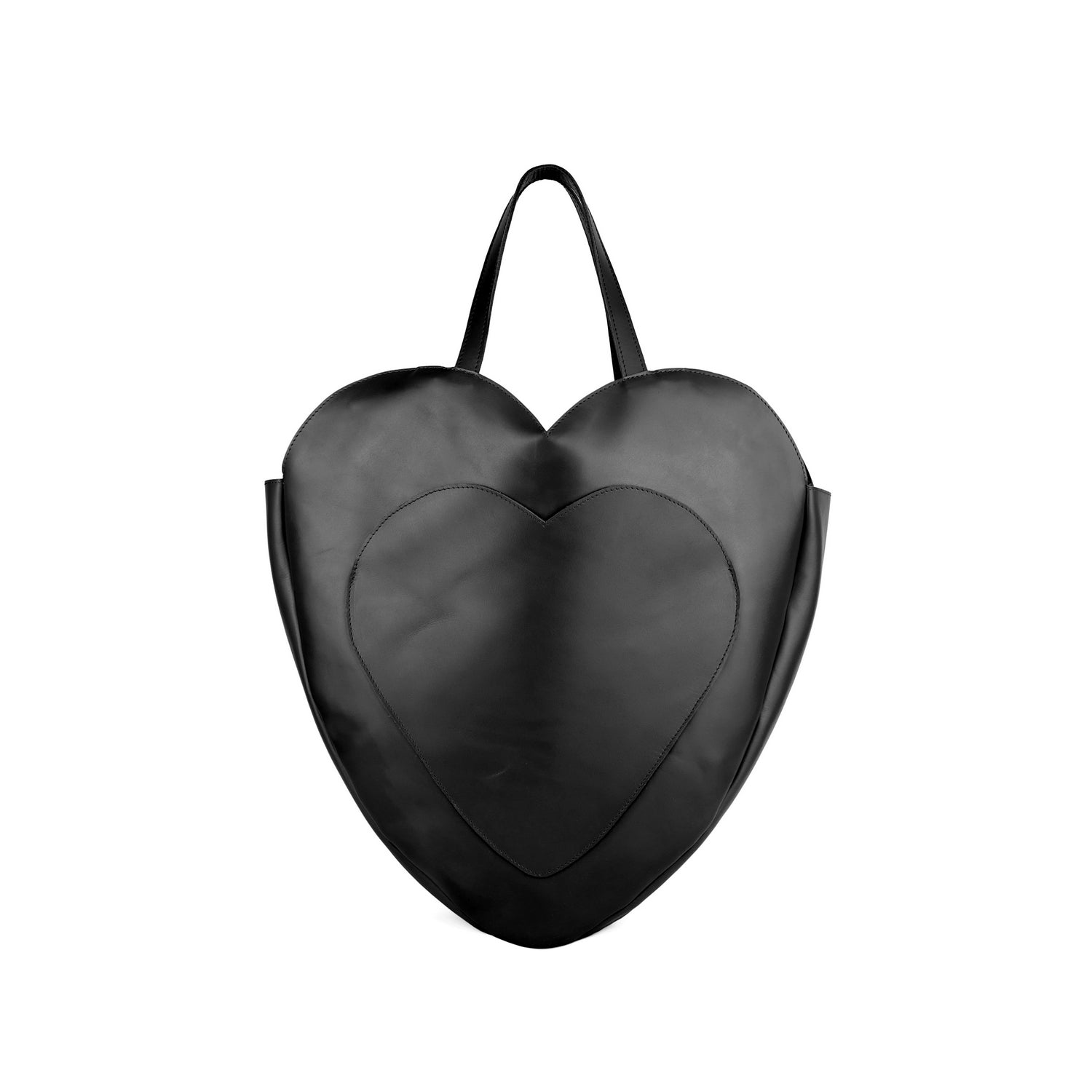 Schwarze Leder-Schultertasche Heart