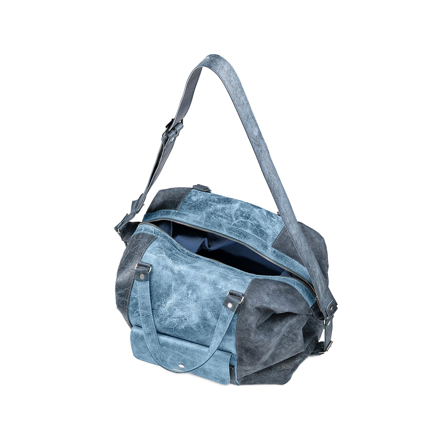 Leder Reisetasche Blaugrau Nomad